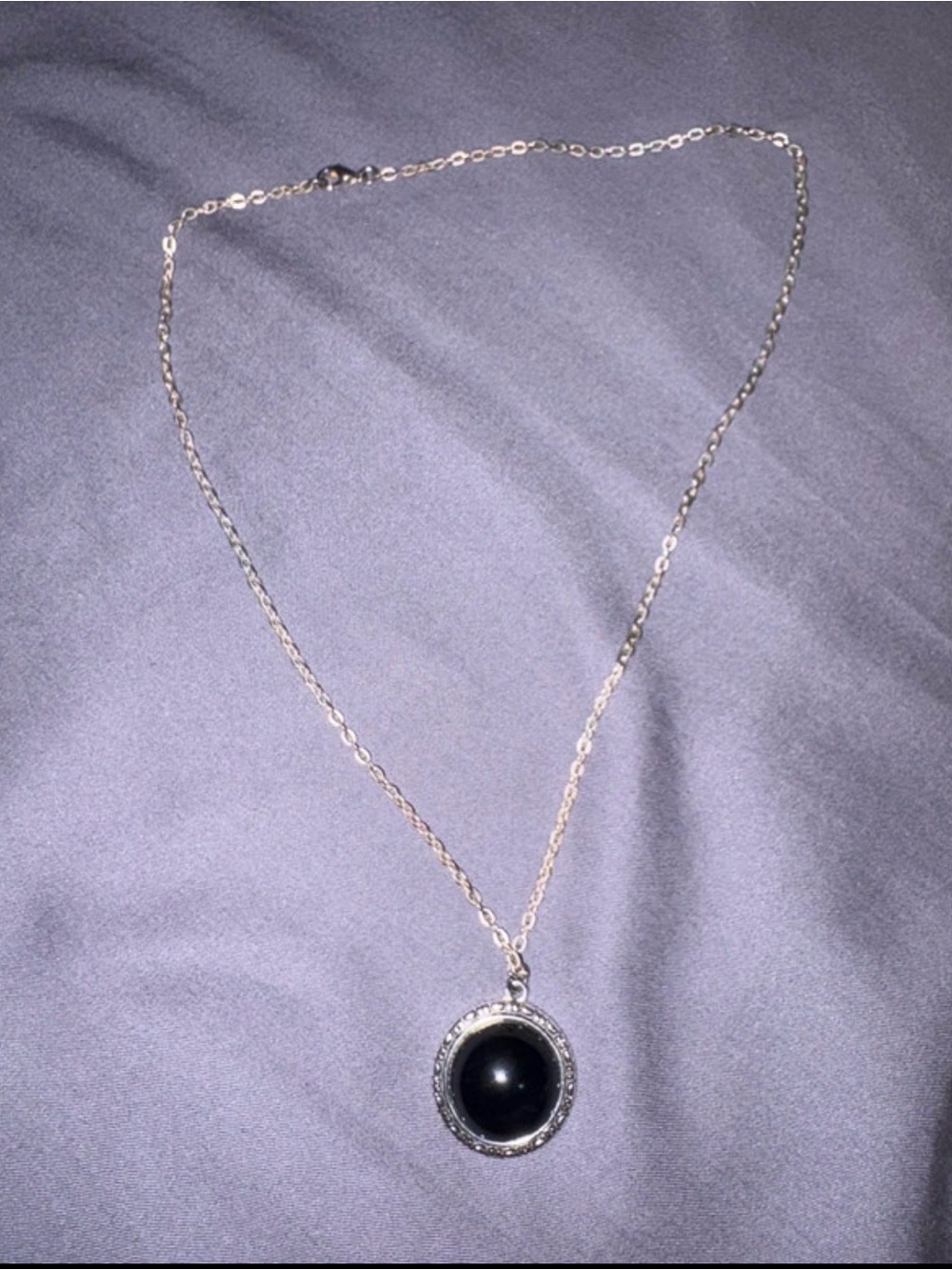 Elegant Black Pendant Necklace with Silver Chain